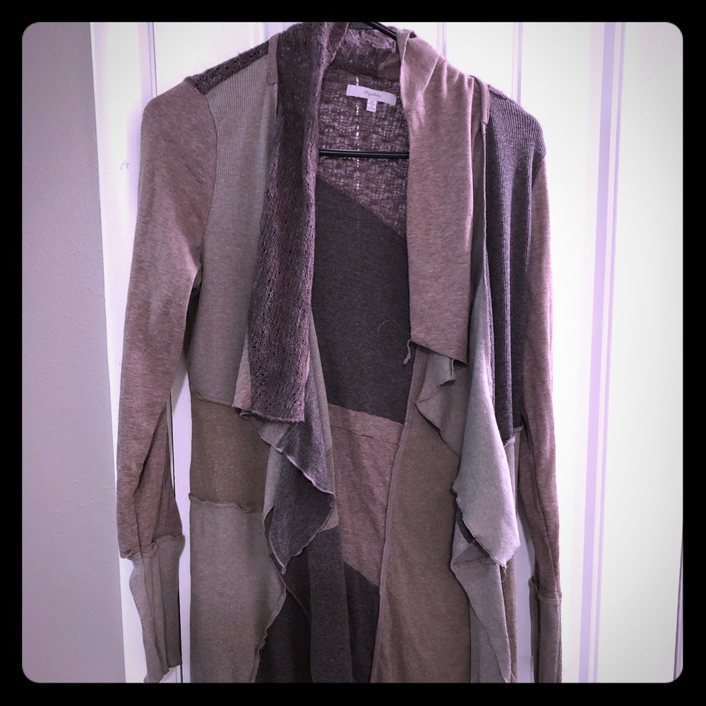 A Brown Palette Patched Cardigan from the Buckle
